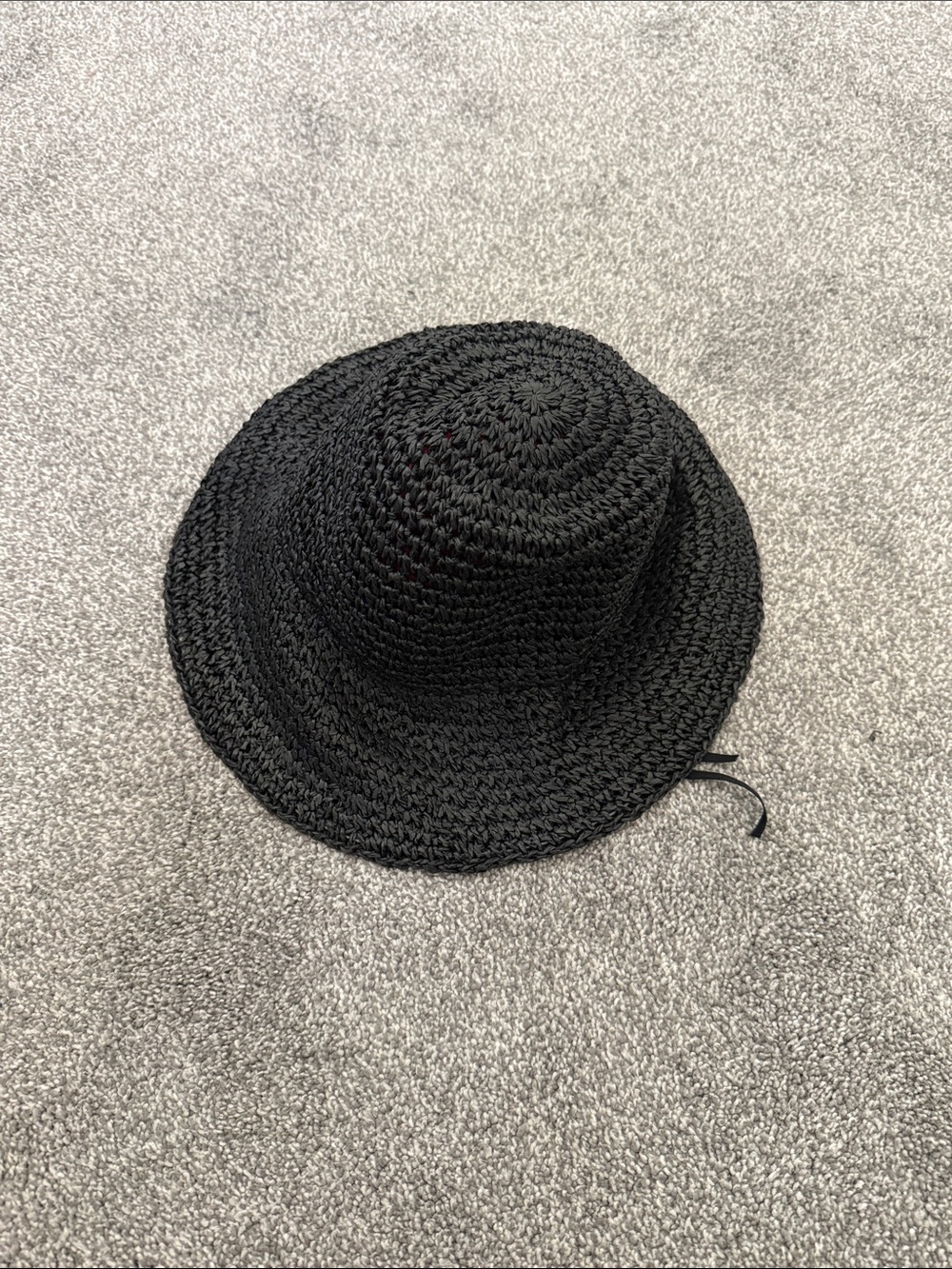 Banana Republic Black Woven Fedora-Style Sun Hat